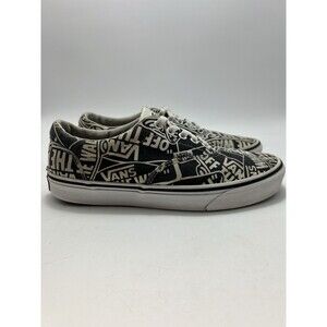 Vans Off The Wall Authentic Spell-out All Over Print Black Size US M 8.5 Grunge